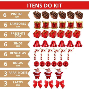 Kit 43 Enfeites Para Árvores De Natal Decoração Estrela Bolinha